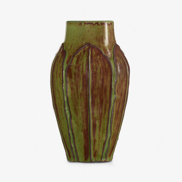 William J Walley vase with leaves  3a0158