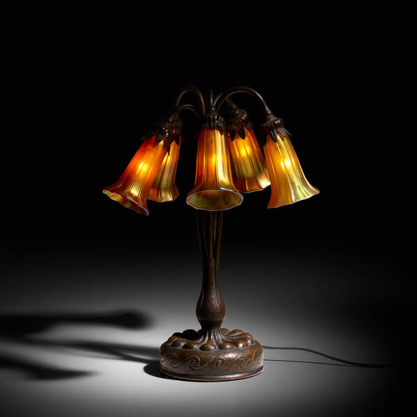 Quezal. table lamp. early 20th