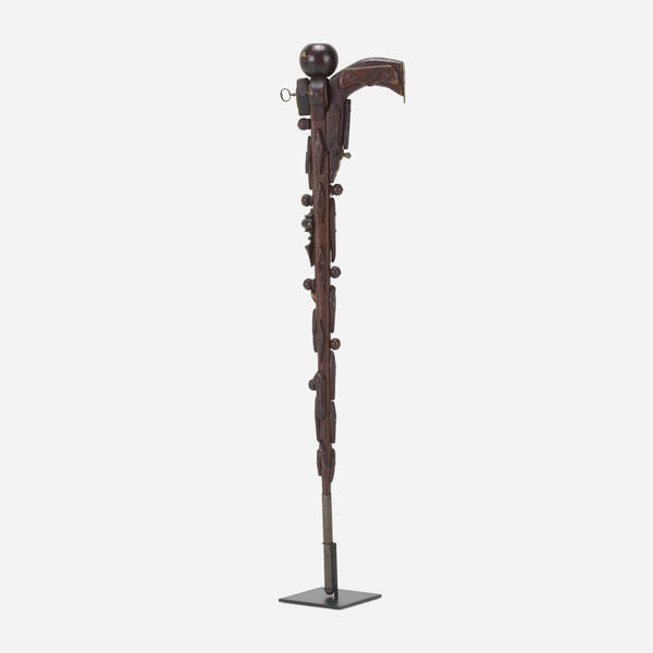 American. cane. 19th Century, carved