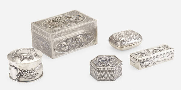 Chinese Export. boxes with dragons,