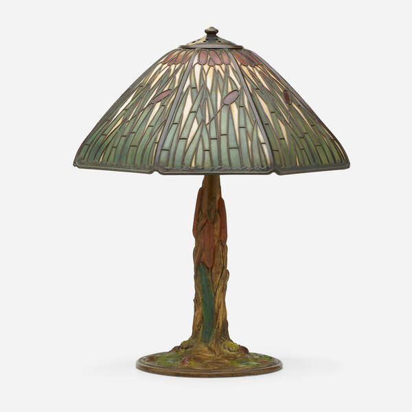 Handel. Cattail lampshade. c. 1915,