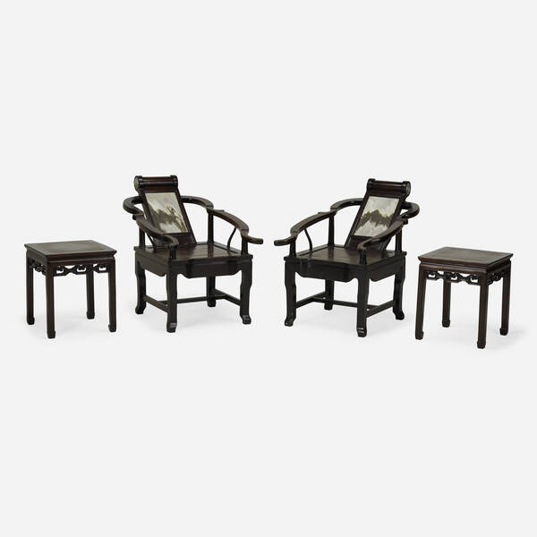 Chinese. reclining chairs, pair,
