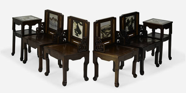 Chinese. chairs, set of four, and