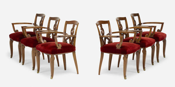 Art Deco. armchairs, set of six.