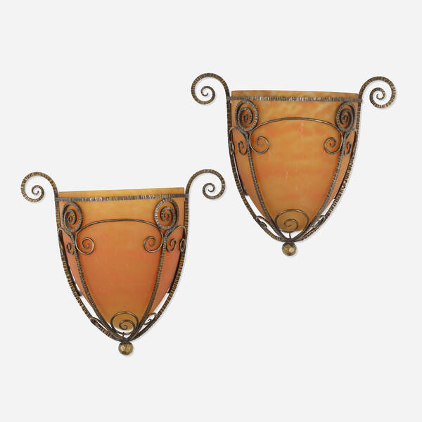 Daum. sconces, pair. c. 1920, patinated