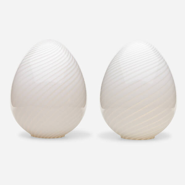 Murano. egg lamps, pair. c. 1975, blown