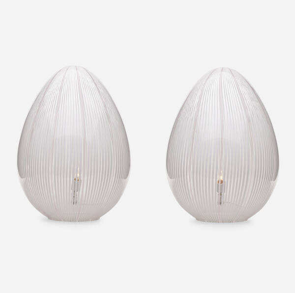 Murano. egg lamps, pair. c. 1975, blown