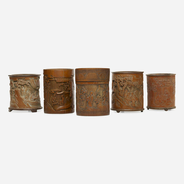 Chinese. carved bamboo brush pots,