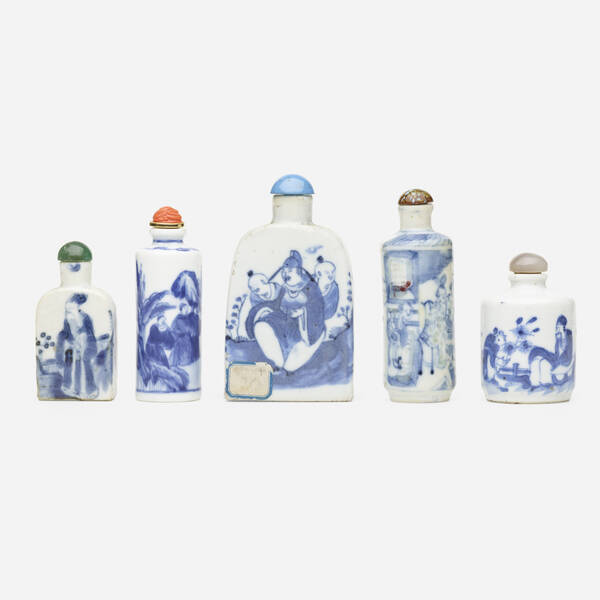 Chinese. Blue and White snuff bottles,