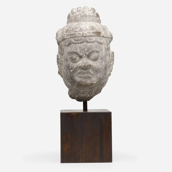 Chinese. Tang-style head of a guardian.