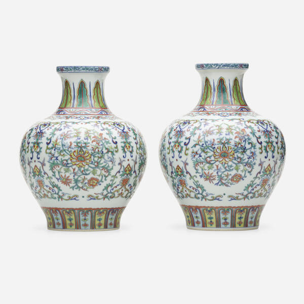 Chinese. doucai vases, pair. glazed