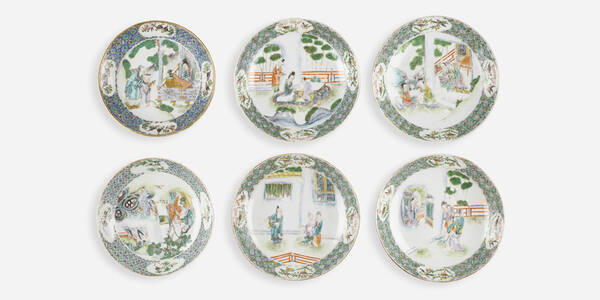 Chinese. Famille Verte dishes, set of