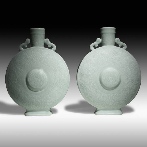 Chinese celadon moonflasks pair  3a09f9