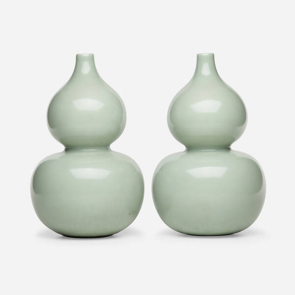 Chinese. celadon double gourd vases,
