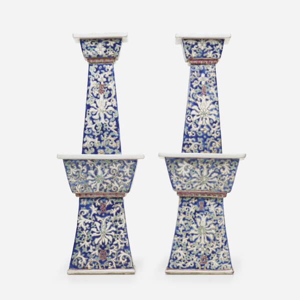 Chinese. Famille Rose lamps, pair.