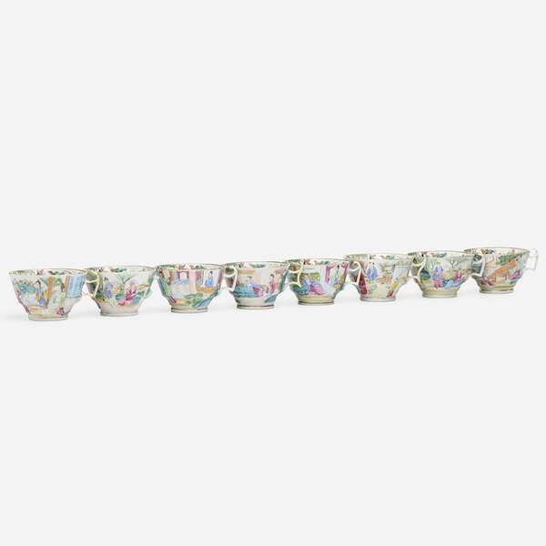 Chinese. Canton Rose teacups, set of