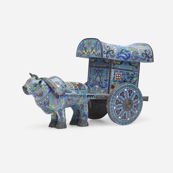 Chinese cloisonn enamel ox cart 3a0a41