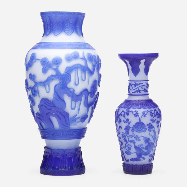 Chinese. white Peking glass vases