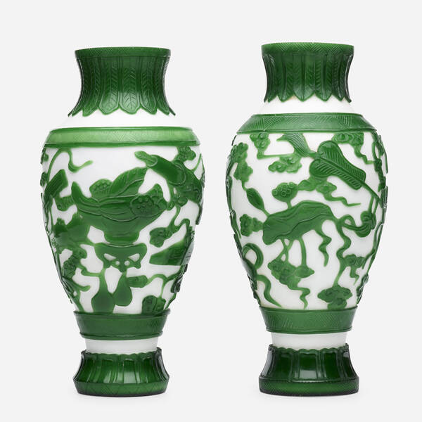 Chinese. white Peking glass vases