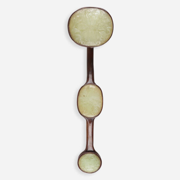 Chinese. jade-inset ruyi scepter.