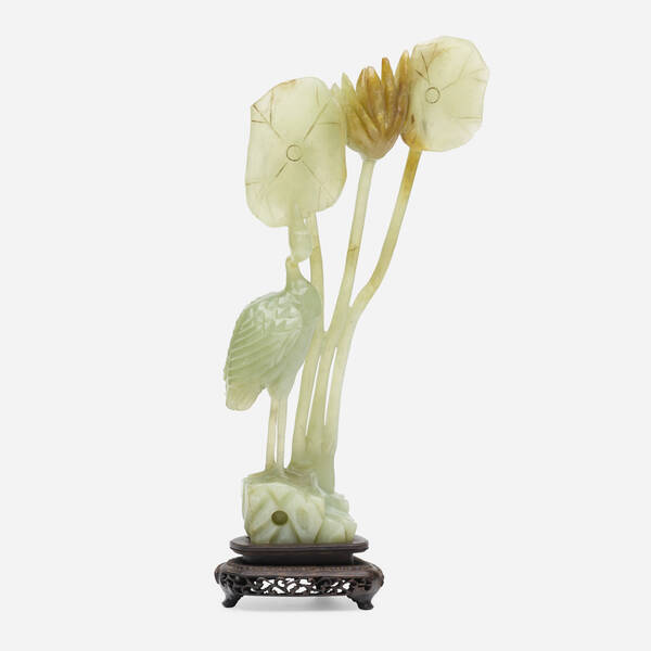Chinese. jade 'Crane and Lotus'