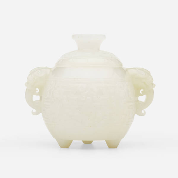 Chinese white jade censer and 3a0a73