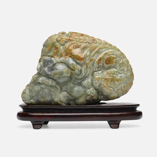 Chinese. Large jadeite 'Lion' group.