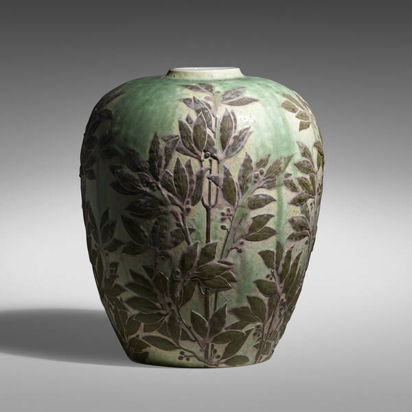Taxile Doat vase with laurel leaves  3a0b40