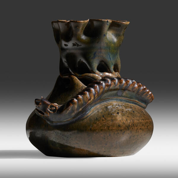 George E. Ohr. snake vase. 1895-96,