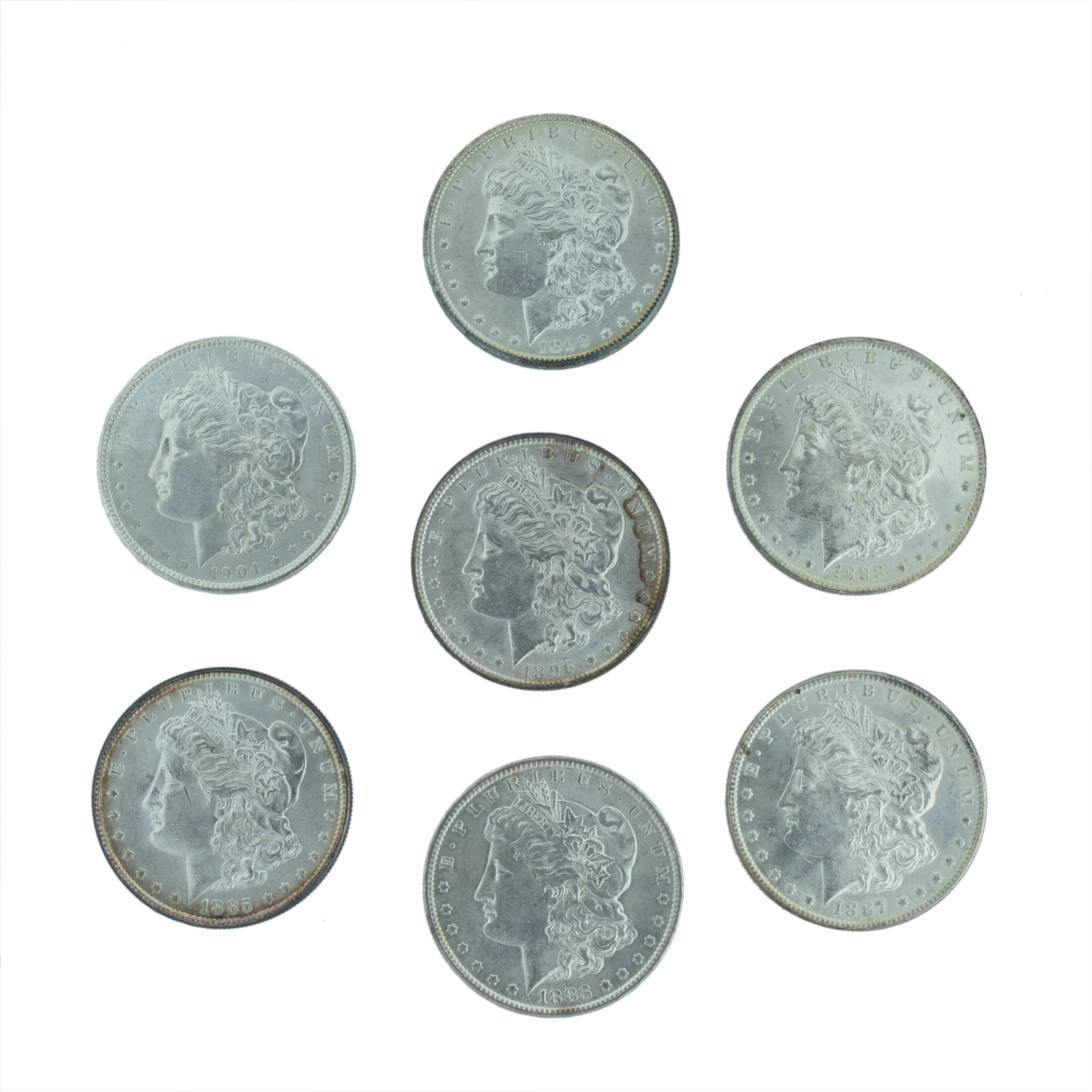 (LOT OF 7) MORGAN SILVER DOLLARS