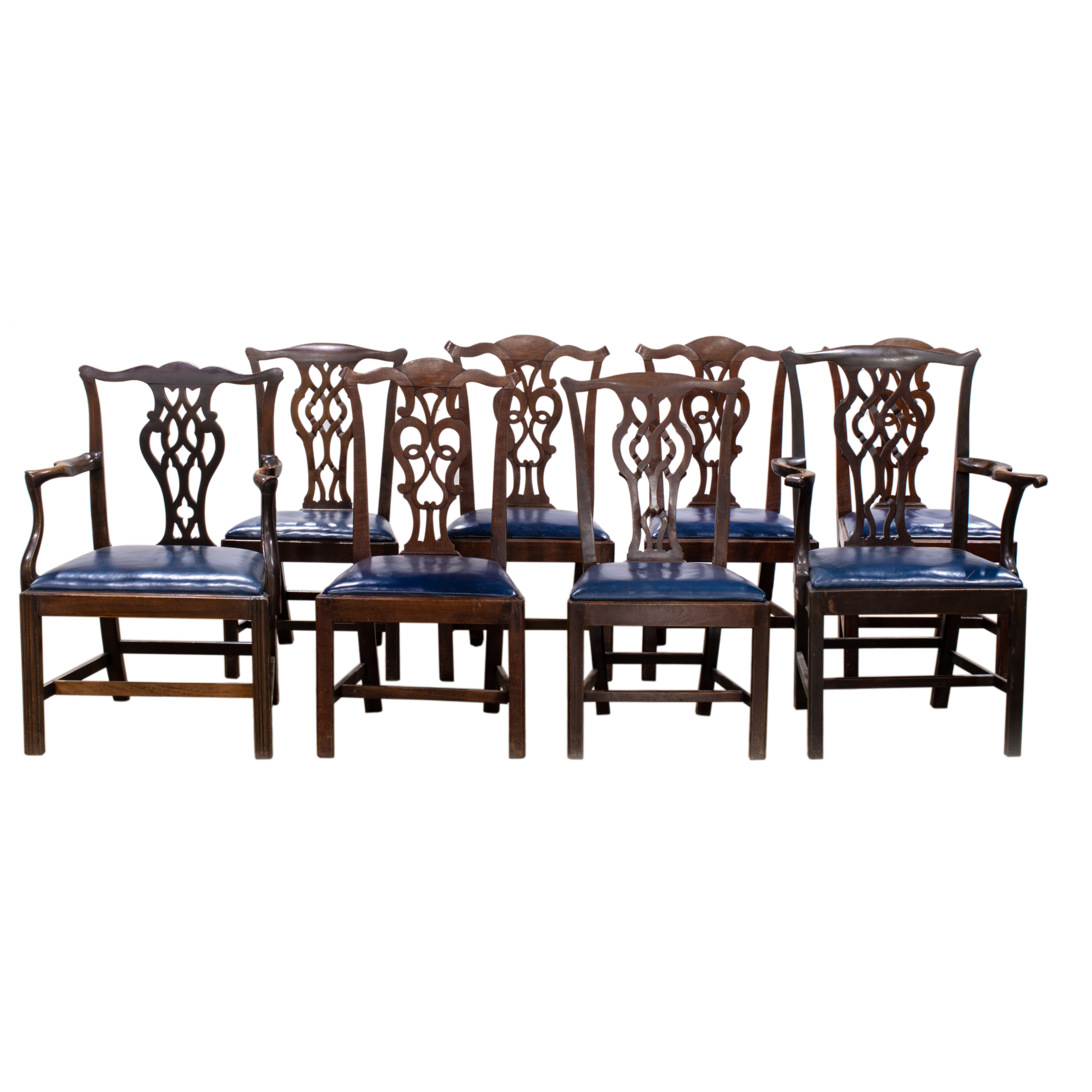 ASSEMBLED SET OF EIGHT ENGLISH CHIPPENDALE