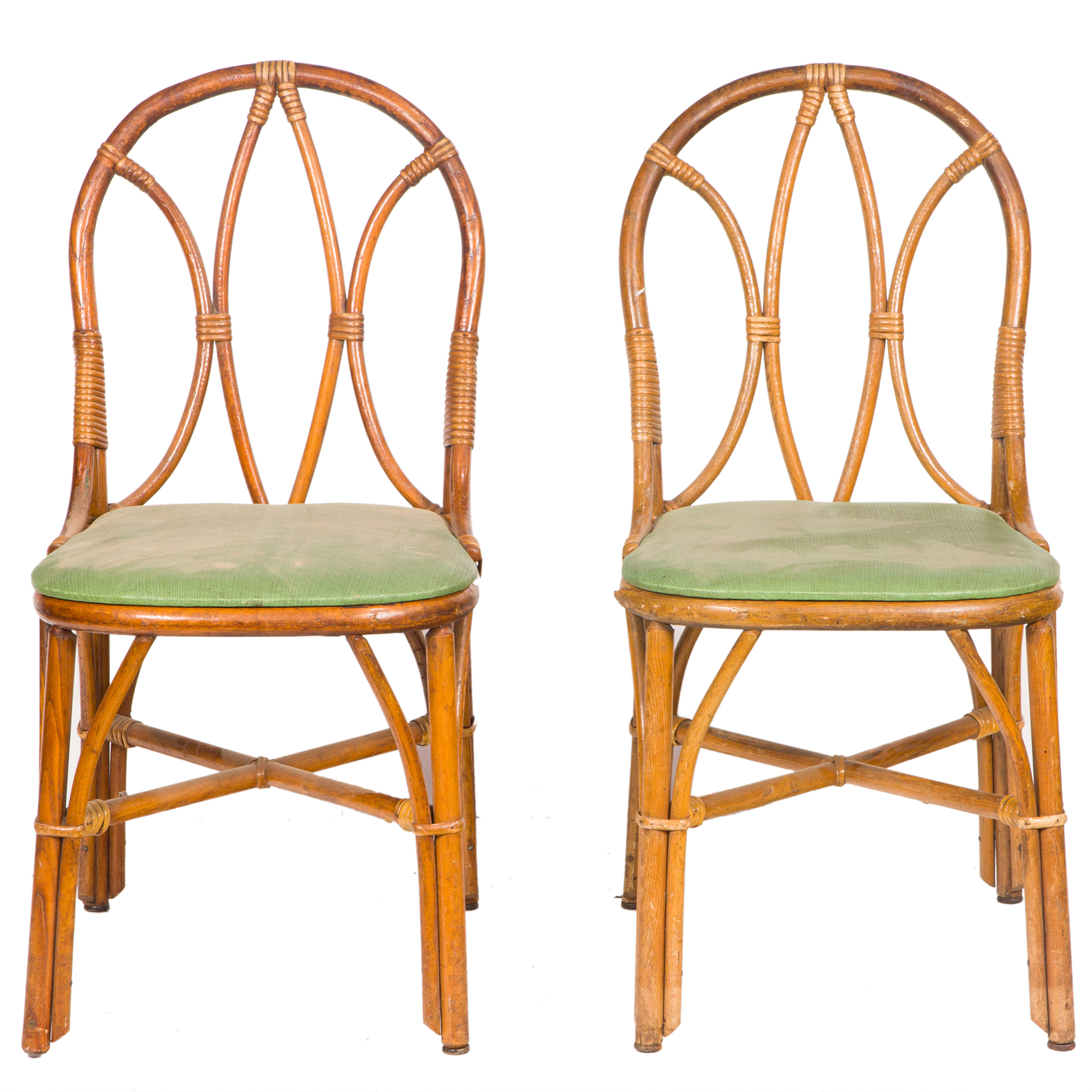 A PAIR OF MCGUIRE STYLE SIDE CHAIRS
