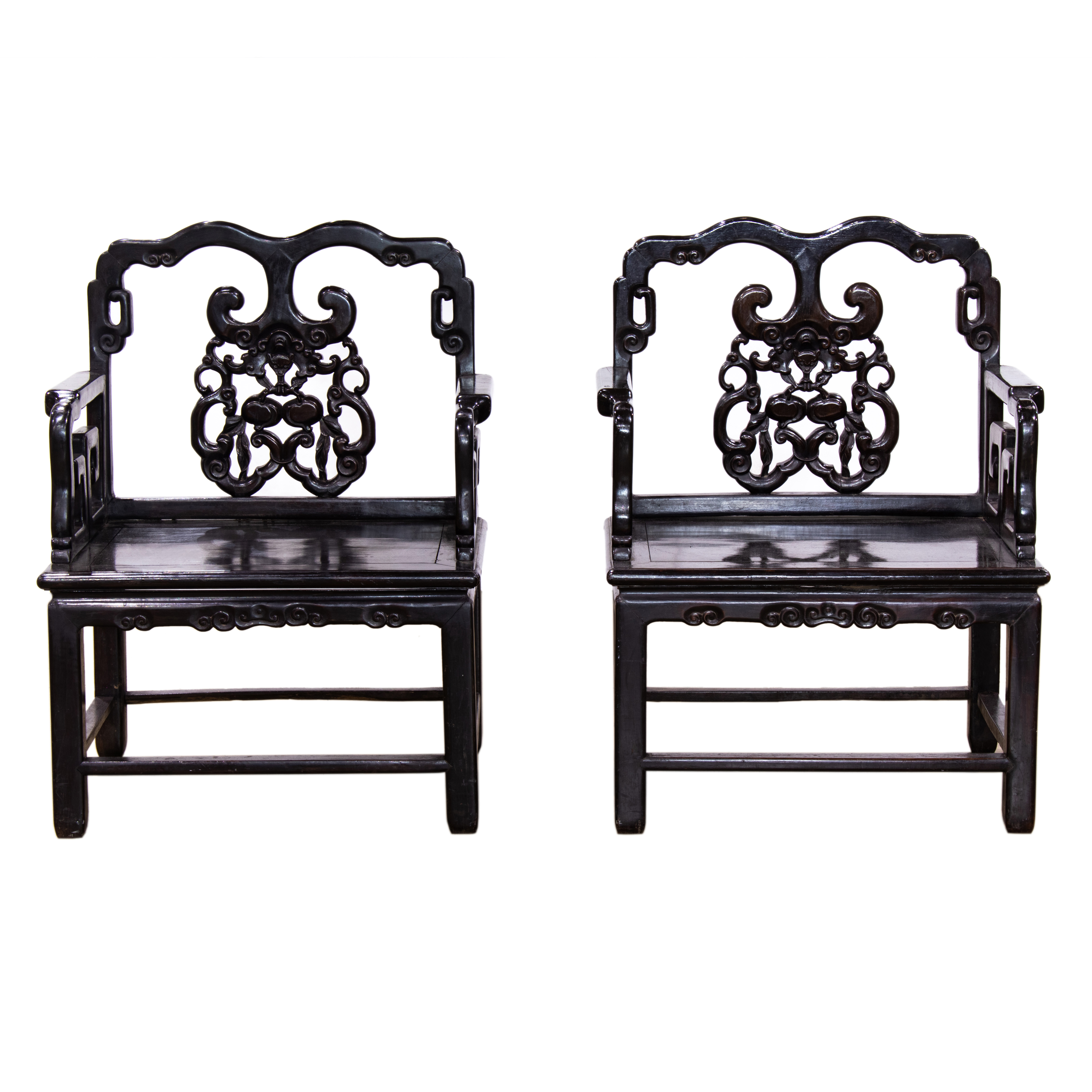 PAIR OF CHINESE HARDWOOD ARMCHAIRS 3a3544