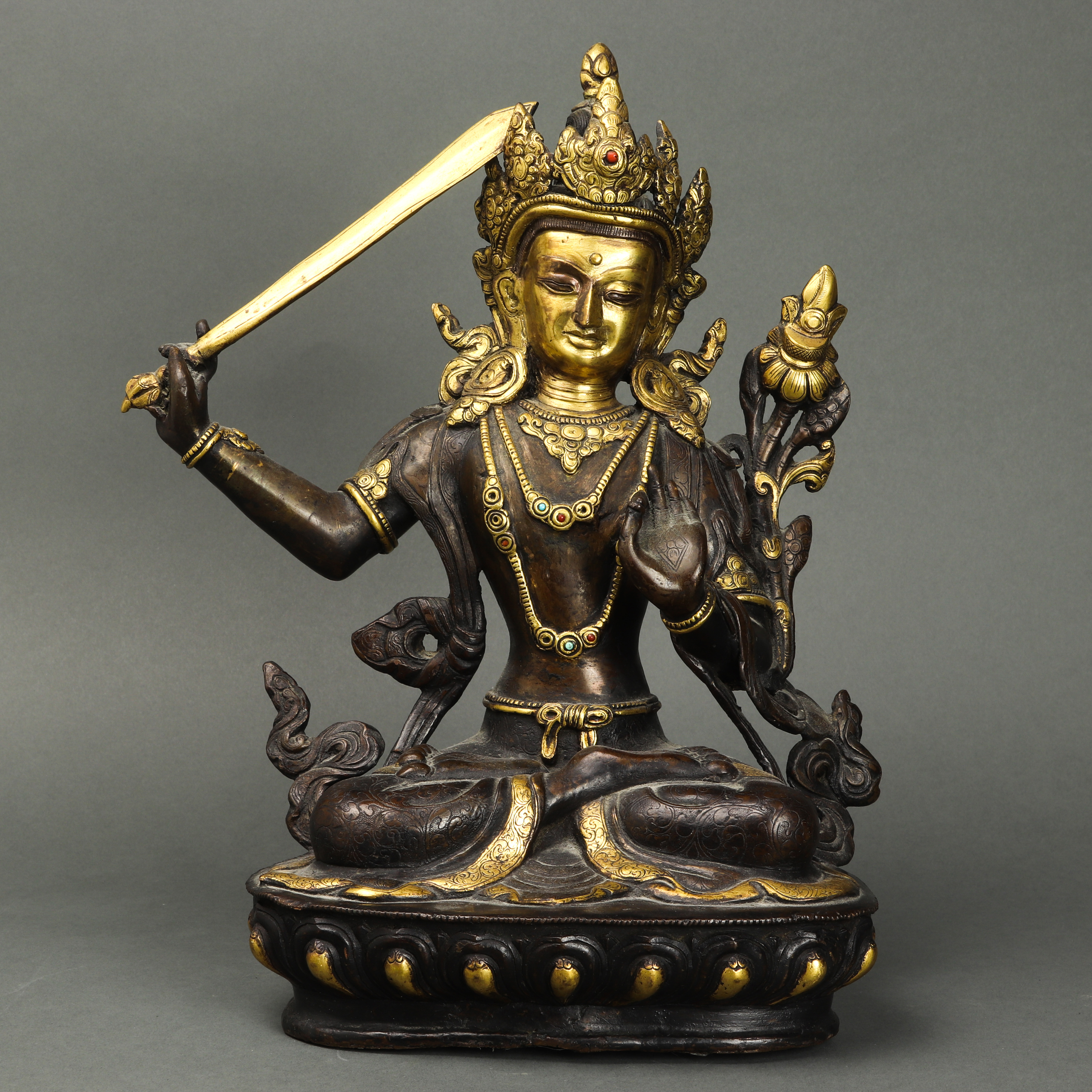 CHINESE PARCEL GILT FIGURE OF MANJUSHRI  3a3552