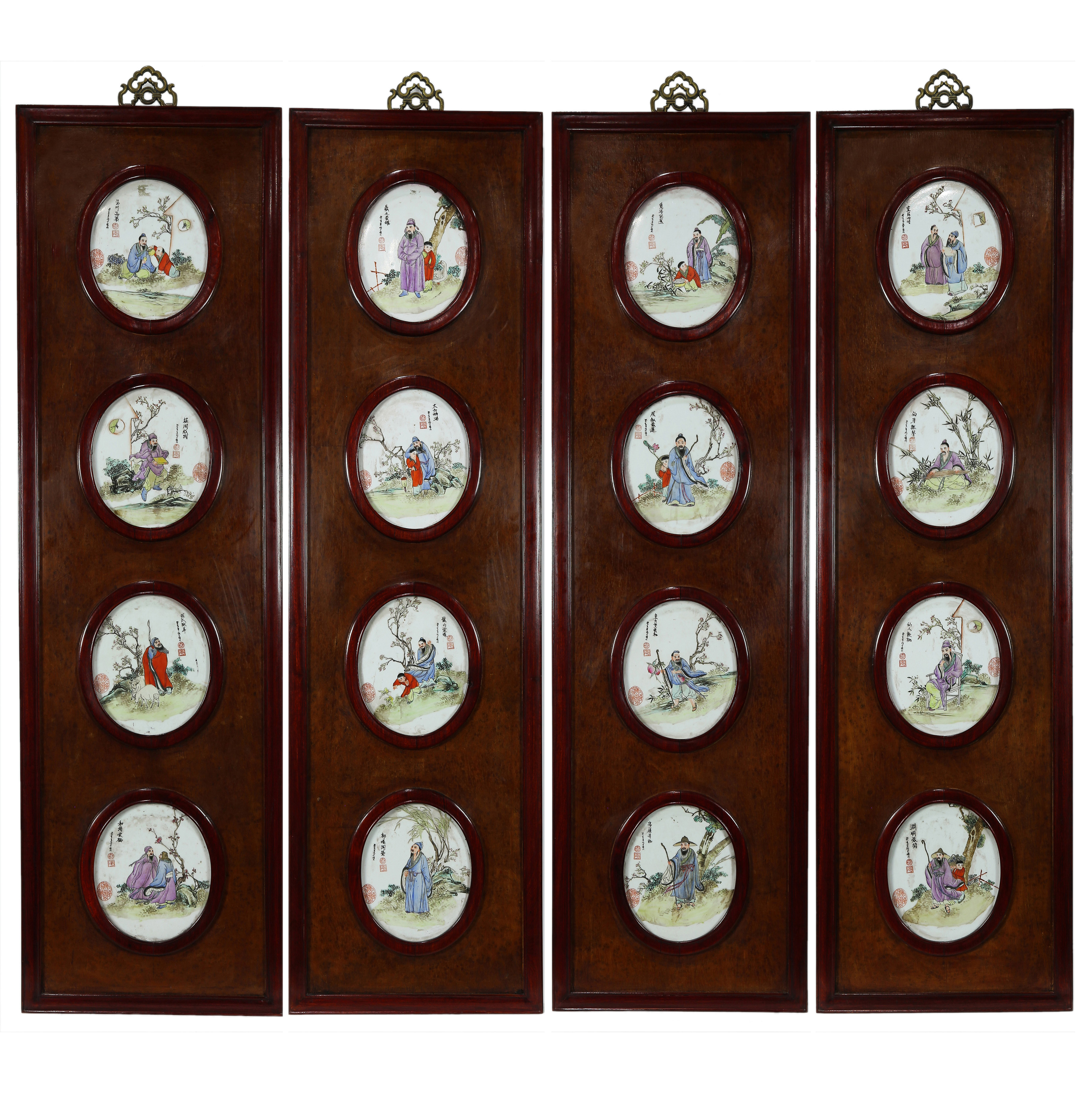 SET OF FOUR CHINESE WALL PANELS 3a3567