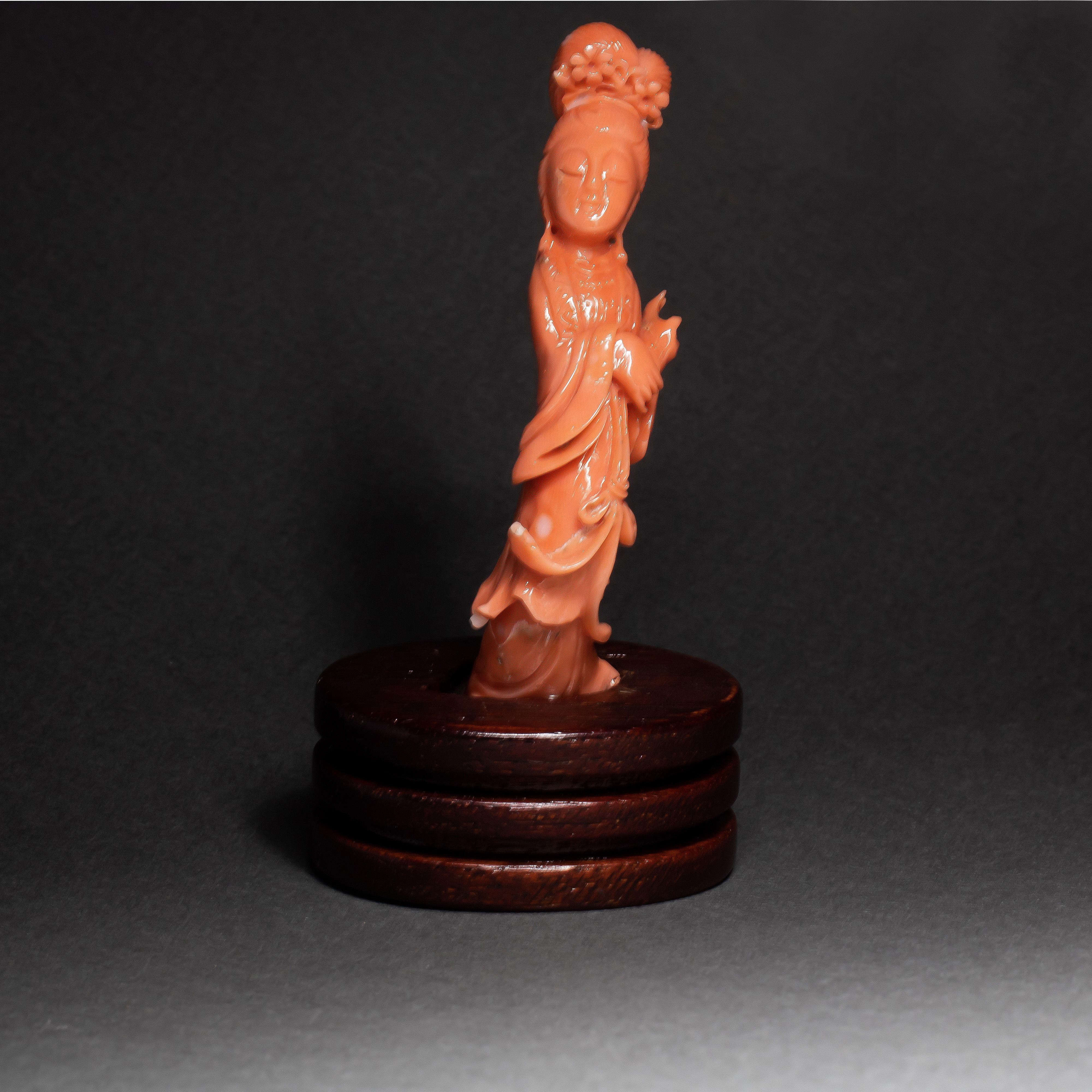 CHINESE PINK CORAL FIGURE Chinese 3a3580