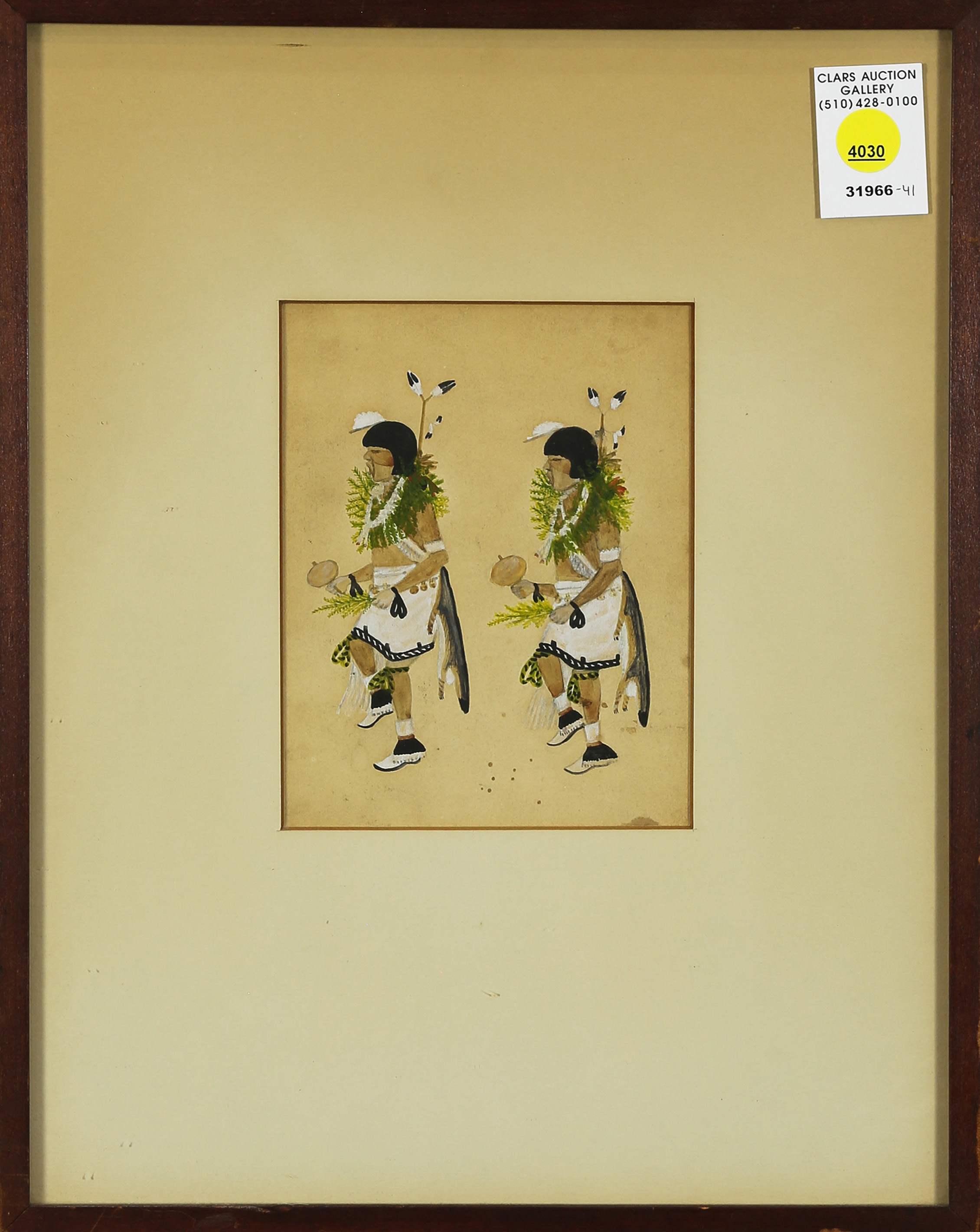 WATERCOLOR, TWO NATIVE AMERICAN FIGURES