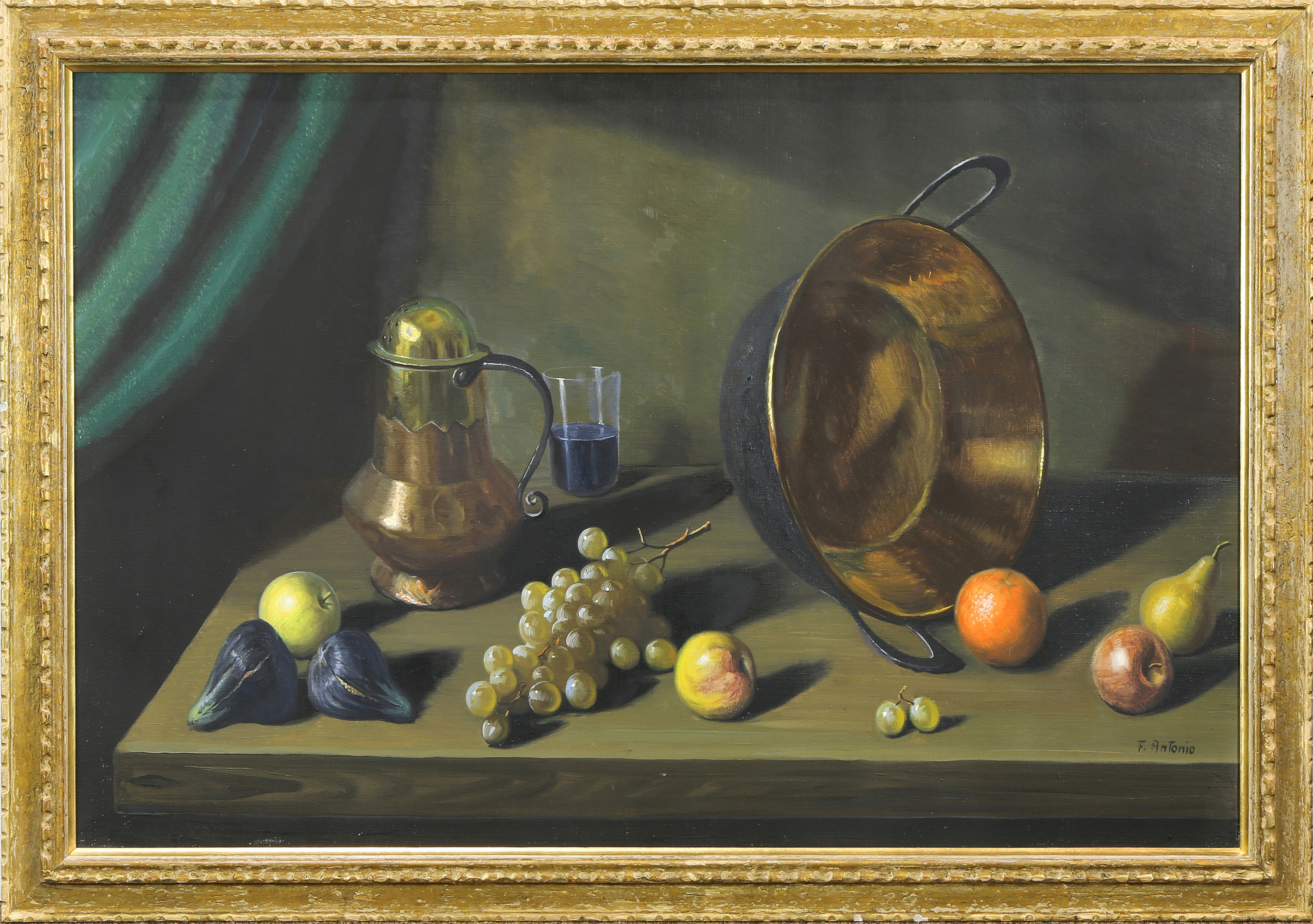 PAINTING, STILL LIFE WITH COPPERWARE