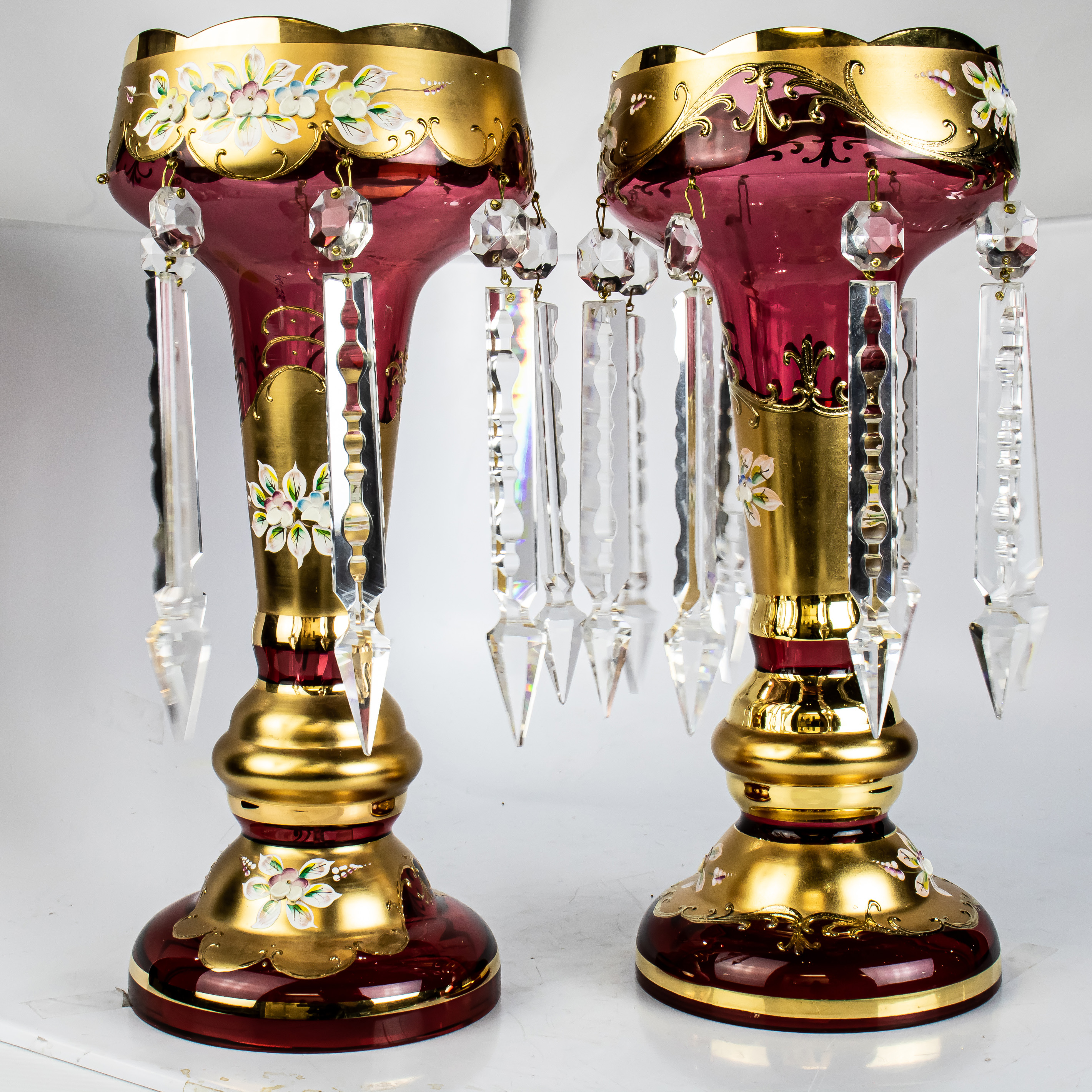 PAIR OF CONTINENTAL CRANBERRY GLASS
