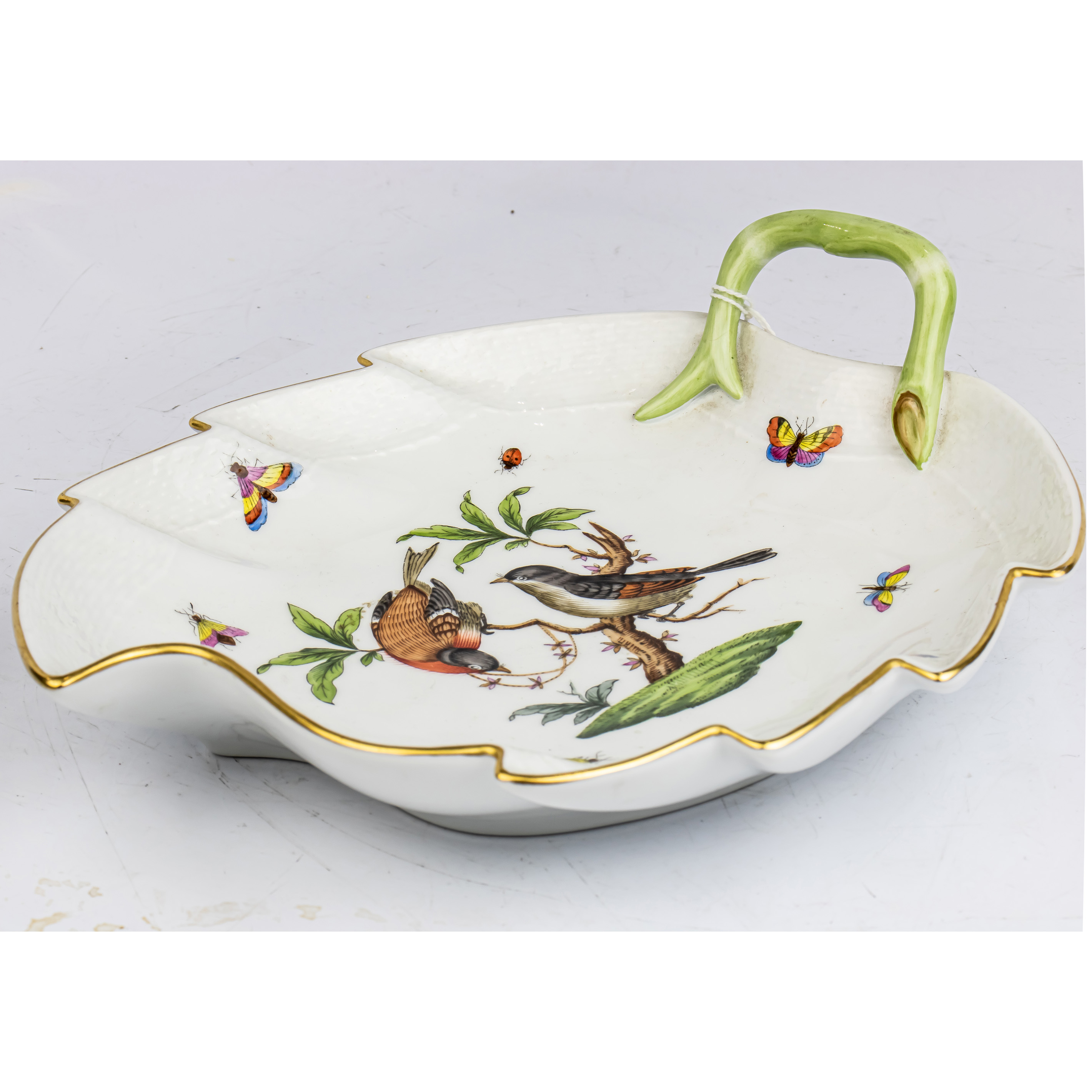 HEREND PORCELAIN LEAF DISH IN THE