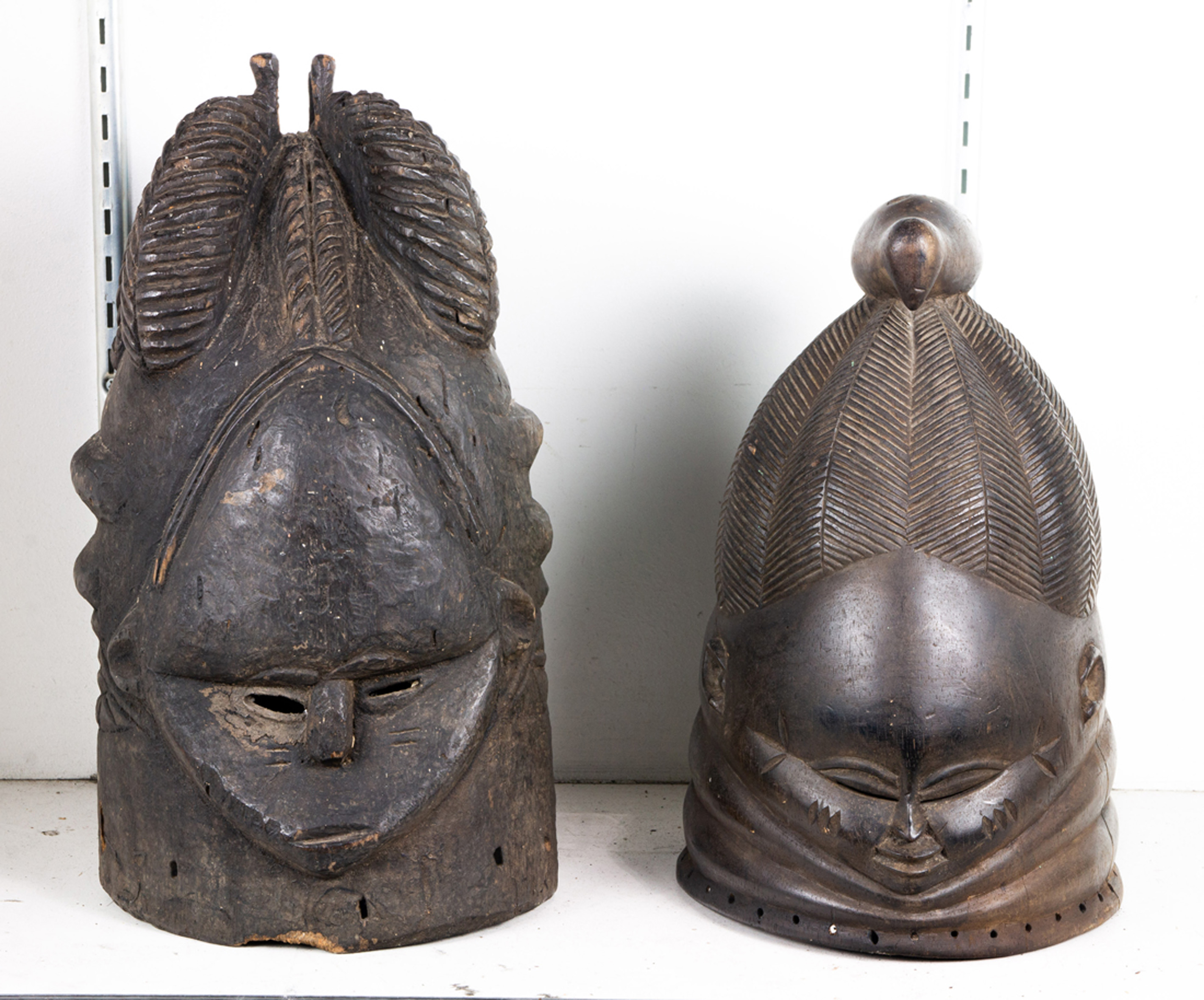 TWO CONGOLESE MENDE WOMENS HELMET