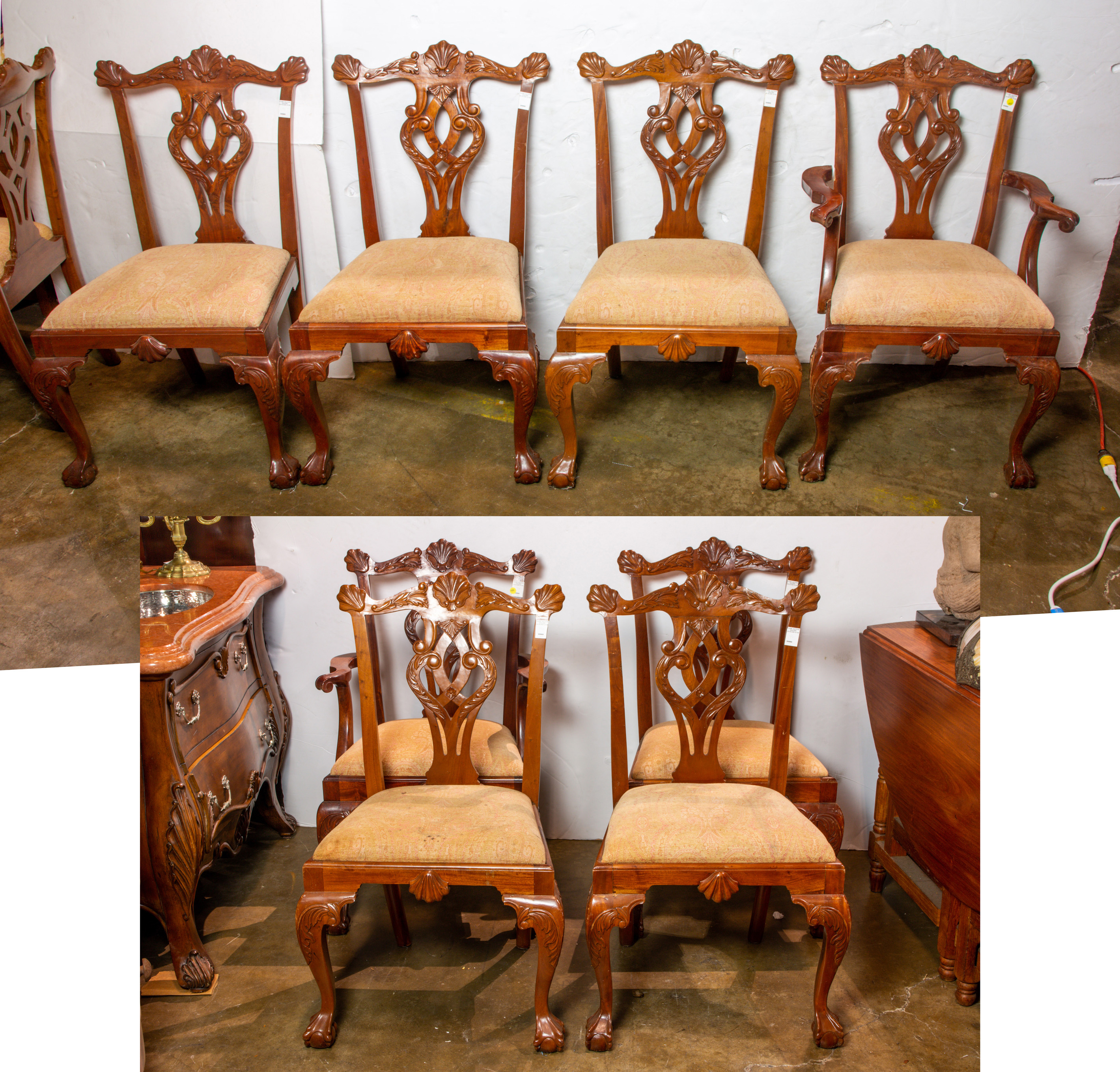 (LOT OF 8) CHIPPENDALE STYLE MAHOGANY