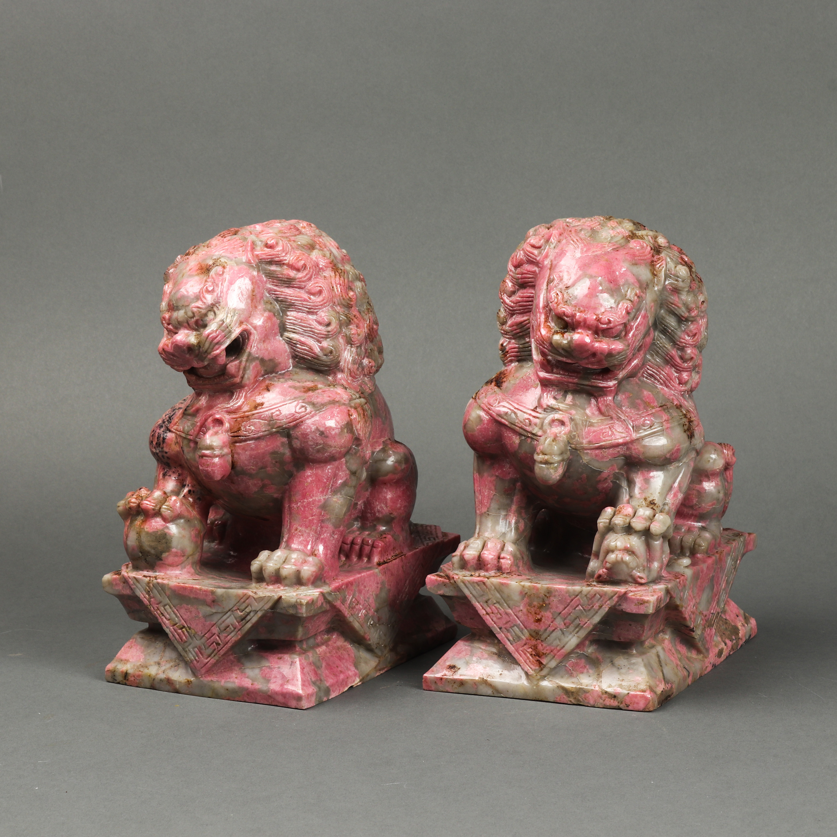 PAIR OF CHINESE HARDSTONE CARVED