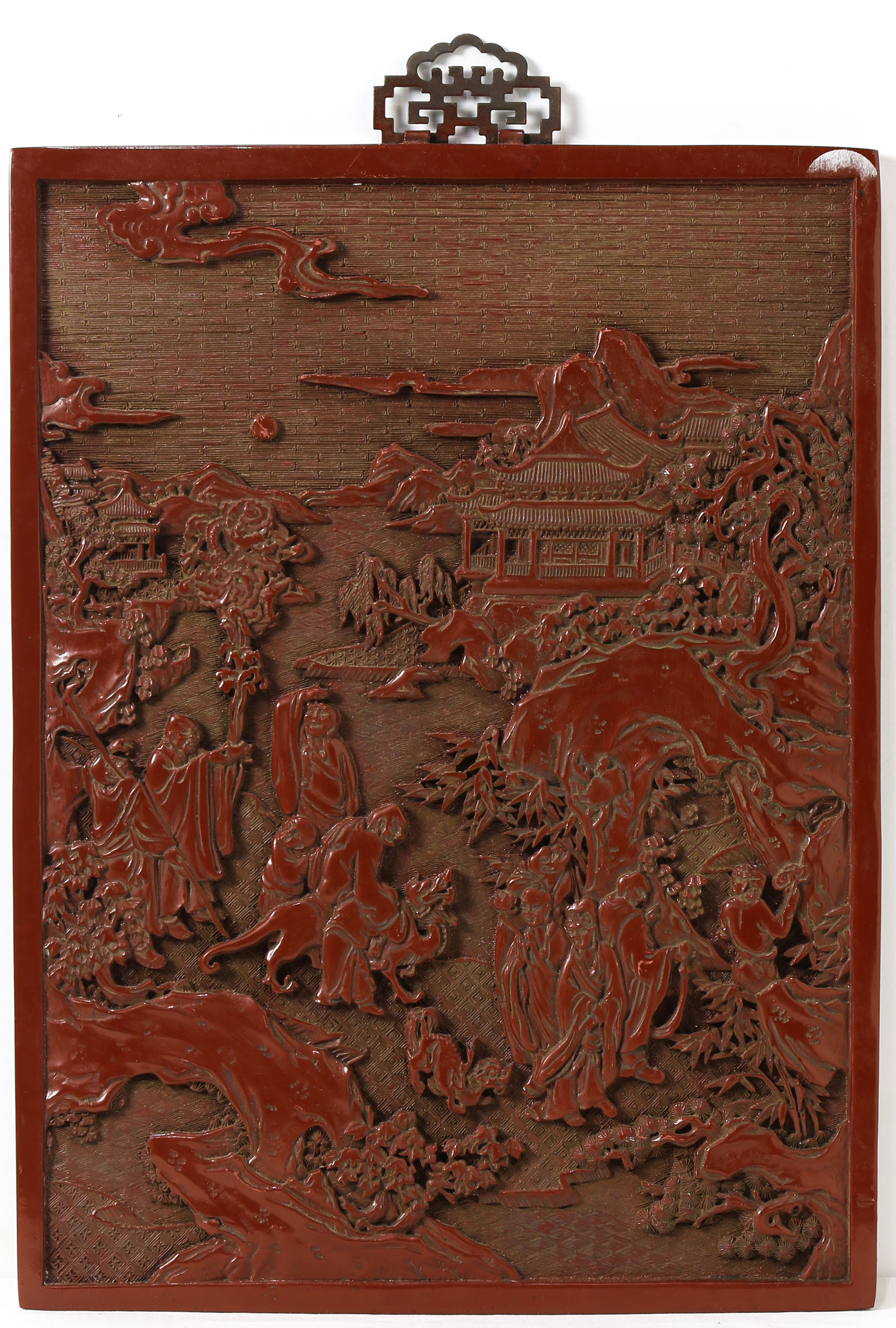 CHINESE RED LACQUERED WALL PANEL 3a381b