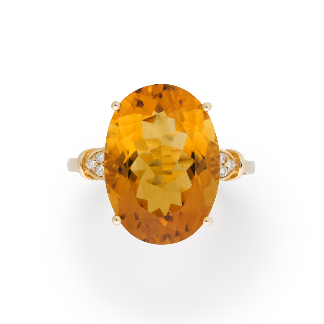 A CITRINE, DIAMOND AND FOURTEEN