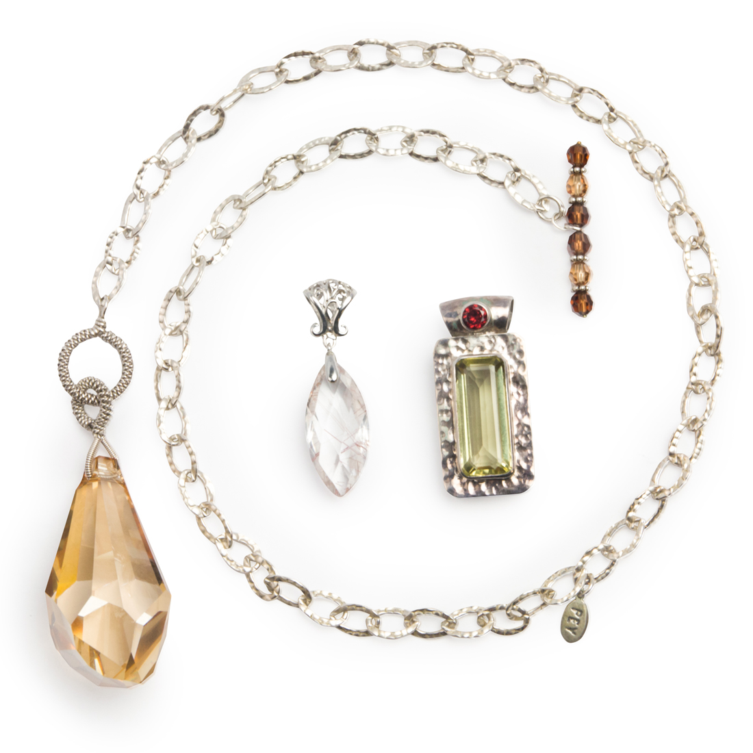 A GROUP OF GEMSTONE PENDANTS A