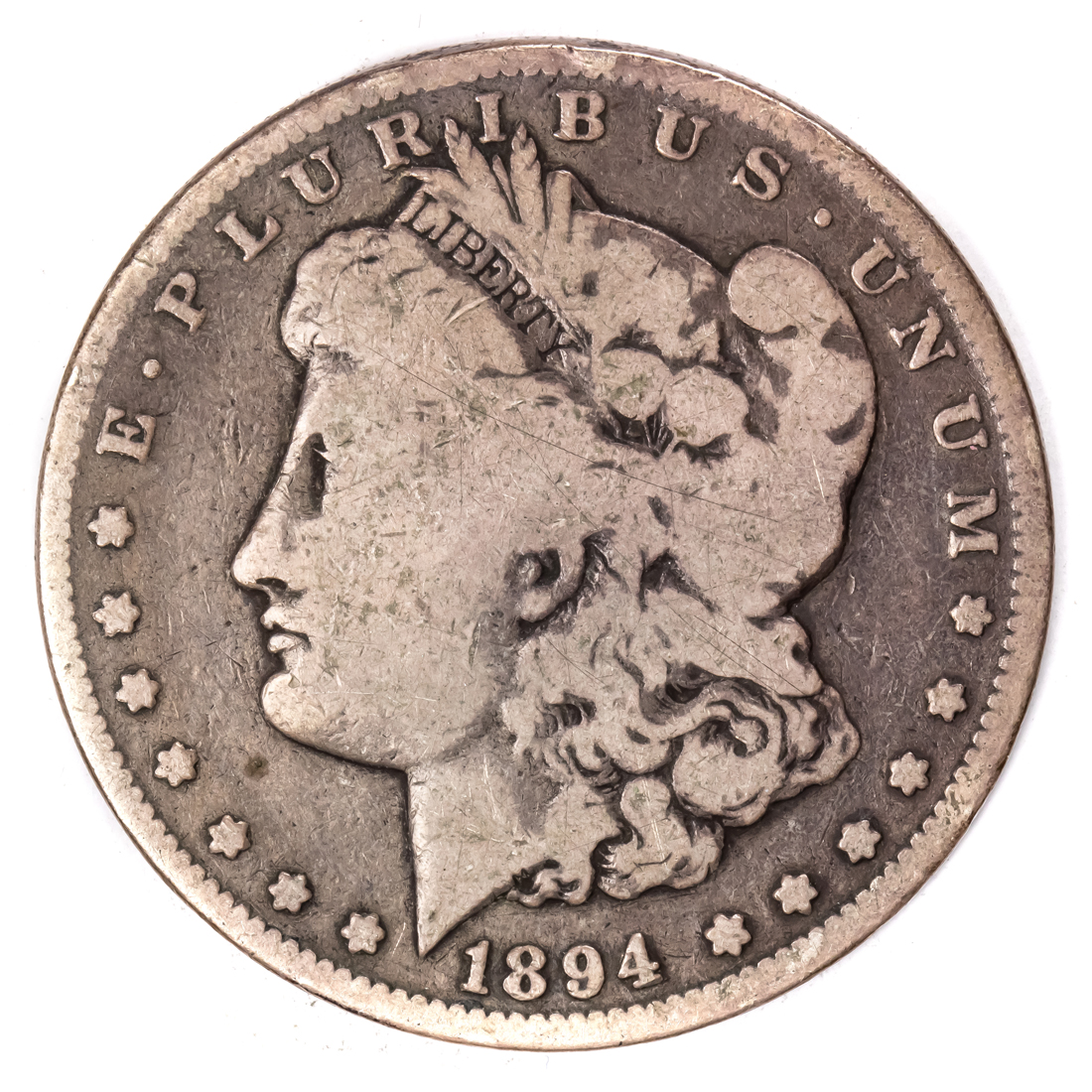 1894S MORGAN SILVER DOLLAR, VG 1894S