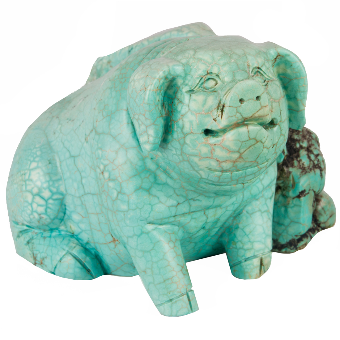 A CARVED TURQUOISE FIGURE OF A 3a38ed