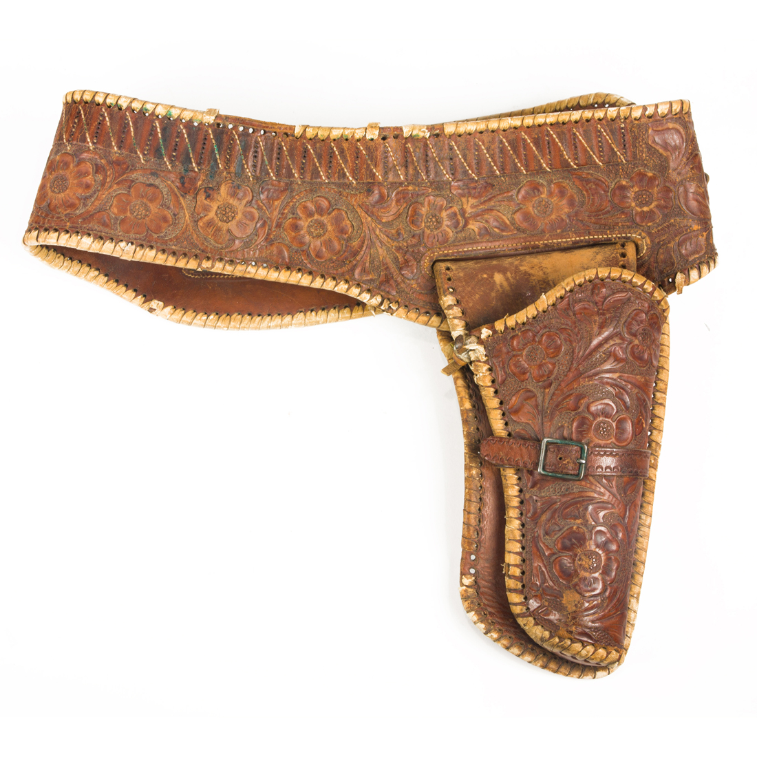 A MEXICAN TOOLED LEATHER HOLSTER 3a390a