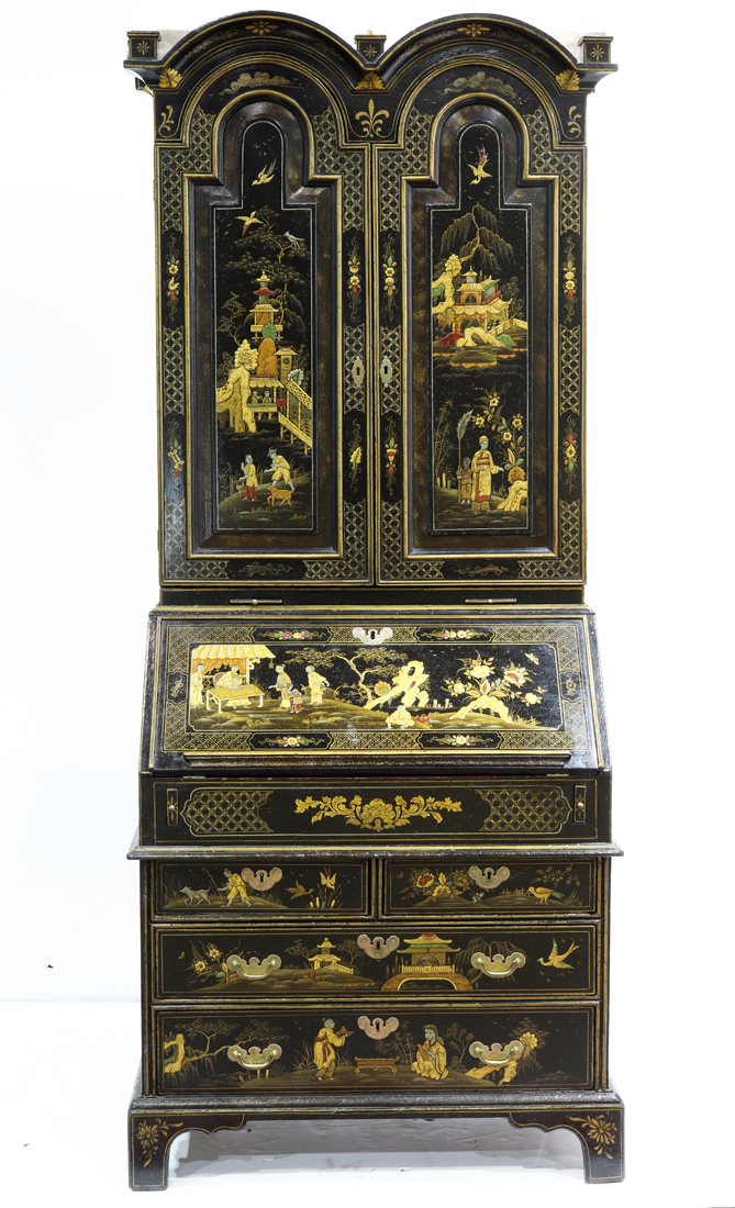 A QUEEN ANNE CHINOISERIE DECORATED SECRETARY